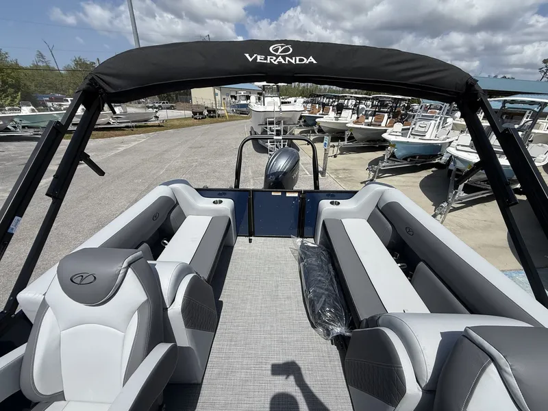 Slide: The Image of 2026 Veranda Vista View 22RC pontoon boat with luxurious interior. - 3