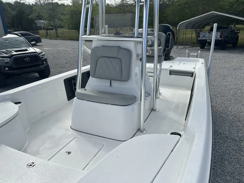 Slide: The Image of 2026 Blazer Purebay boat with sleek design and seating area. - 10