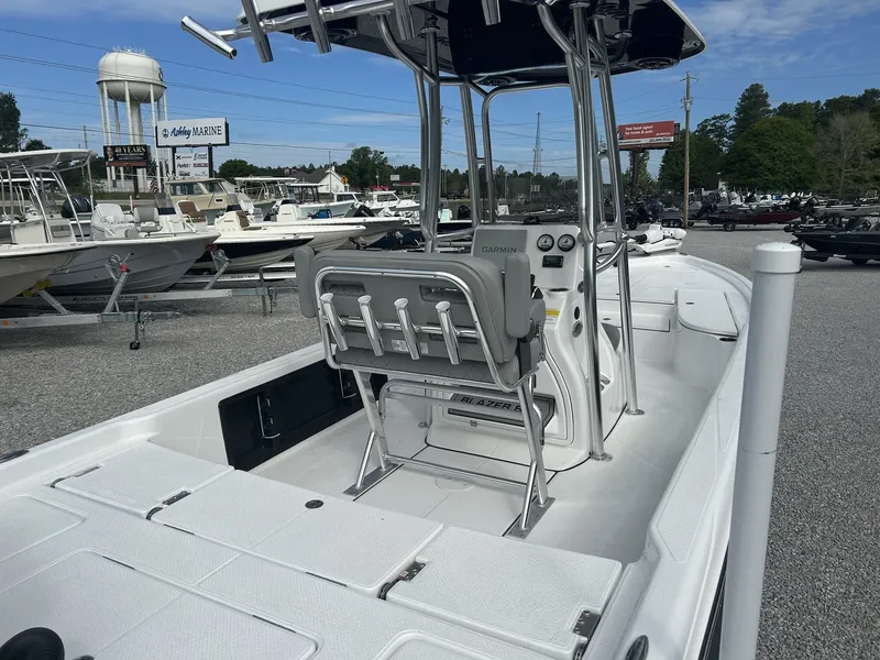 The Image of 2026 Blazer Purebay boat parked at a marina. - 9