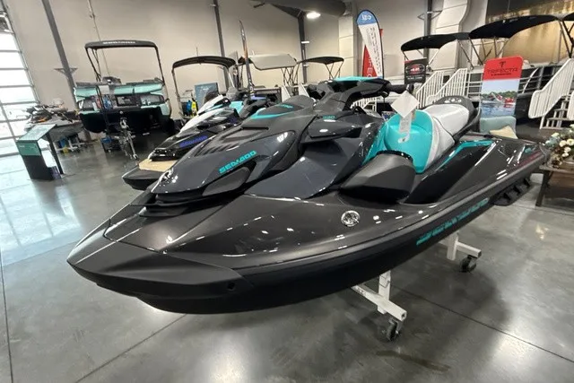 Slide: The Image of A 2026 Sea-Doo PWC GTR 230 displayed in a showroom. It features a sleek, modern design. - 20