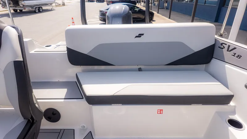 Slide: The Image of Starcraft SV 18 OB 2026 boat rear seat with modern design. - 9