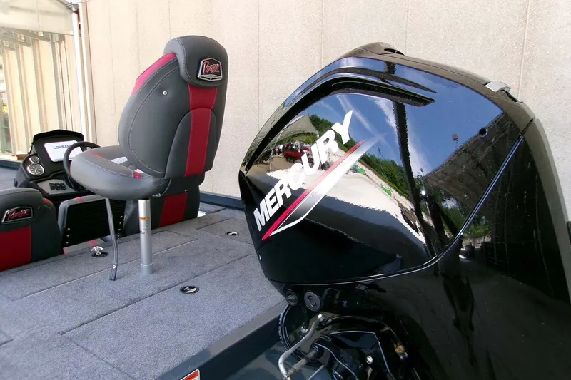 Slide: The Image of 2026 Ranger RT178C boat with Mercury engine and red-gray seating. - 8