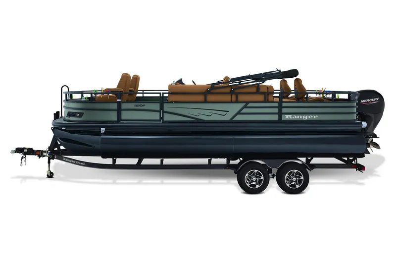 Slide: The Image of 2026 Ranger 220F boat side view with sleek metallic finish. - 3