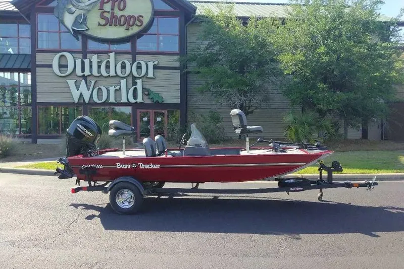 The Image of 2026 Tracker Bass Tracker Classic XL boat outside Outdoor World store. - 0