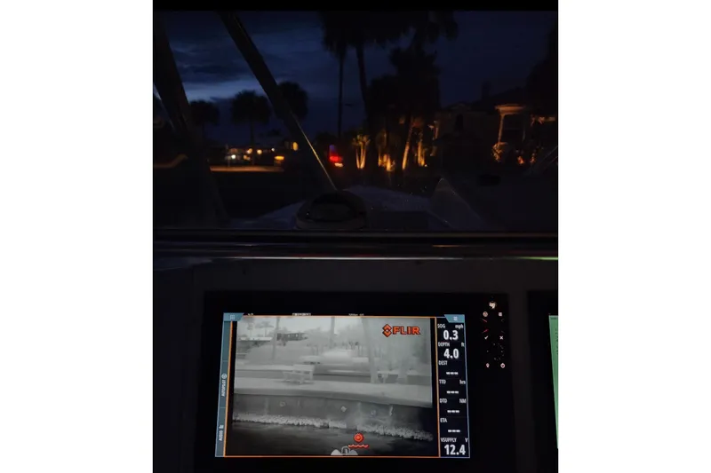 Slide: The Image of Thermal imaging display on a 2003 Donzi 32 ZF Open boat at night. - 29