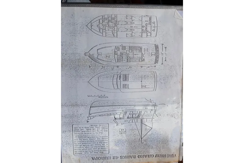 Slide: The Image of Blueprint of 1979 Grand Banks 42 Europa yacht, showcasing detailed layout and design. - 66