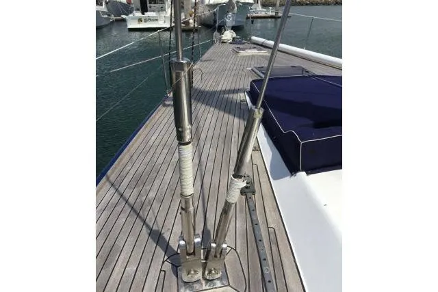 Slide: The Image of Deck view of 1997 Gorbon Custom 66 yacht with stainless steel rigging. - 211