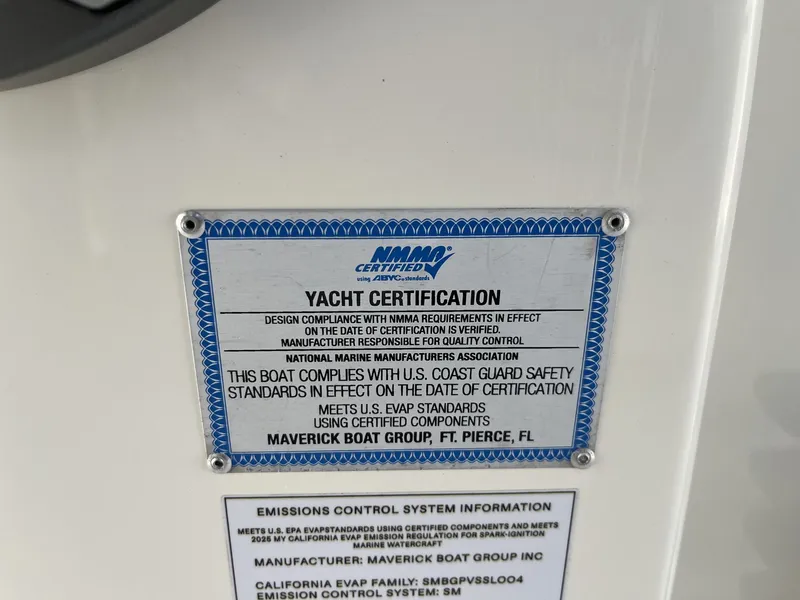Slide: The Image of Yacht certification plaque on Cobia 320 Center Console, year 2026. - 16