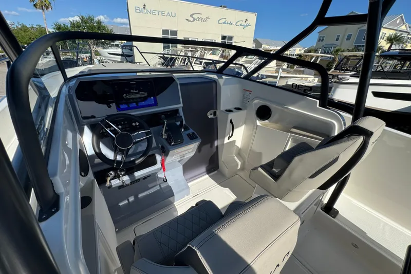 Slide: The Image of Interior of 2026 Navan S30 boat with modern steering and control panel. - 12