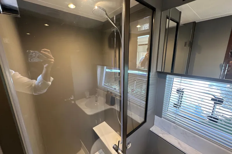 Slide: The Image of Modern bathroom interior of 2026 Fairline Targa 47 GT yacht. - 38