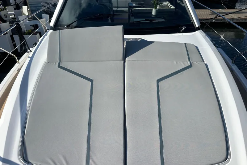 Slide: The Image of 2026 Fairline Targa 47 GT yacht with sleek sunbed on deck. - 52