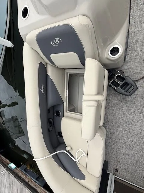 Slide: The Image of 2024 Barletta Aria boat seat with storage and gray upholstery. - 14