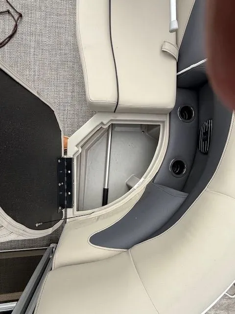 Slide: The Image of 2024 Barletta Aria interior with seating and storage compartment. - 15