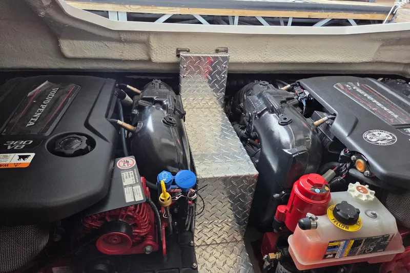 Slide: The Image of Engine compartment of a 2021 Regal 38 Grande Coupe with Volvo Penta 380 V8 engines. - 4