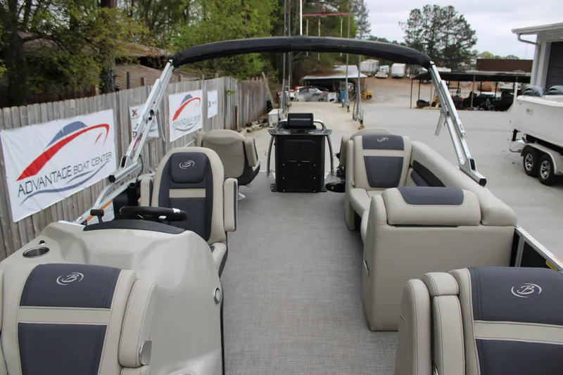 Slide: The Image of 2022 Baretta Cabrio C22CC pontoon boat at Advantage Boat Center display. - 4