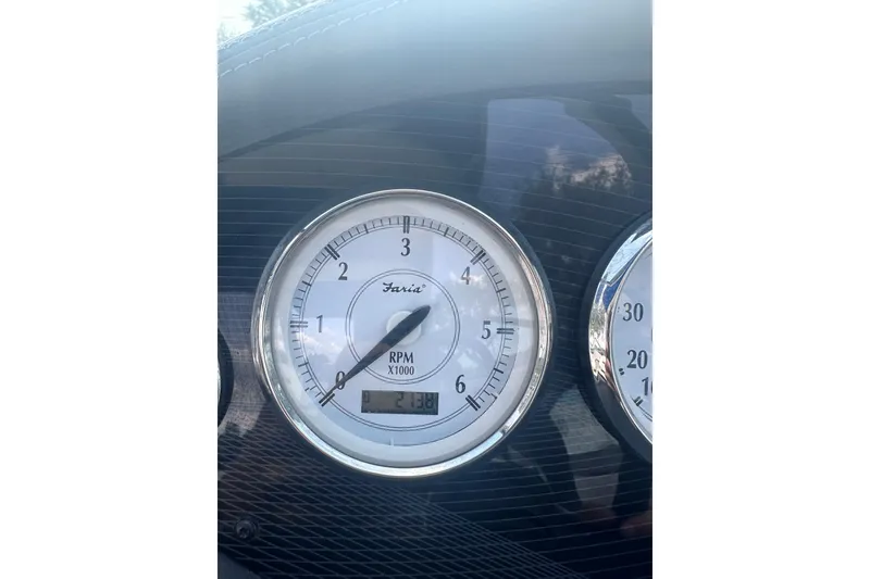 Slide: The Image of Close-up of 2018 Regal 22 FasDeck tachometer displaying RPM reading. - 29