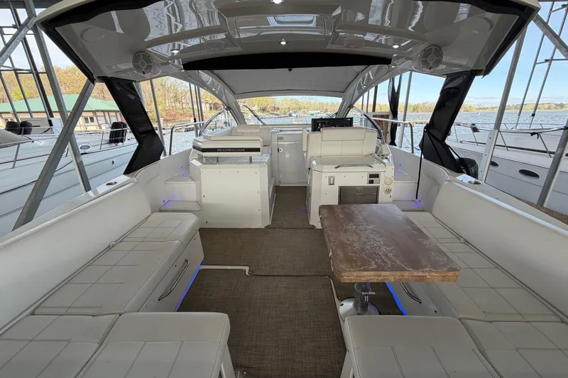 Slide: The Image of Luxurious 2015 Cruisers Yachts 390 Express Coupe interior with spacious seating and elegant design. - 3
