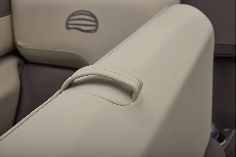 Slide: The Image of Manufacturer Provided Image: Beige seating detail on 2026 Sun Tracker Fishin' Barge 22 DLX boat. - 73