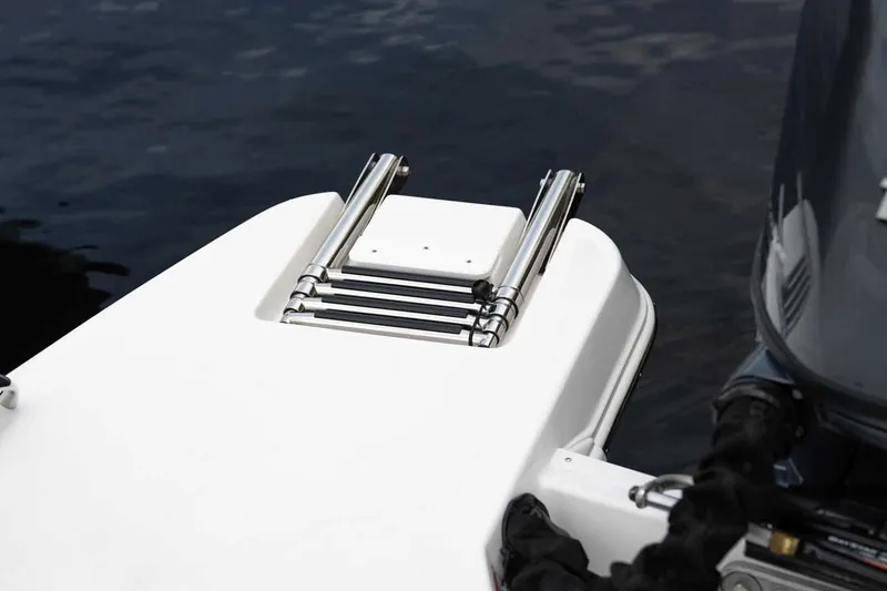 Slide: The Image of 2026 Stingray 191 DC boat with stainless steel ladder at the stern. - 8