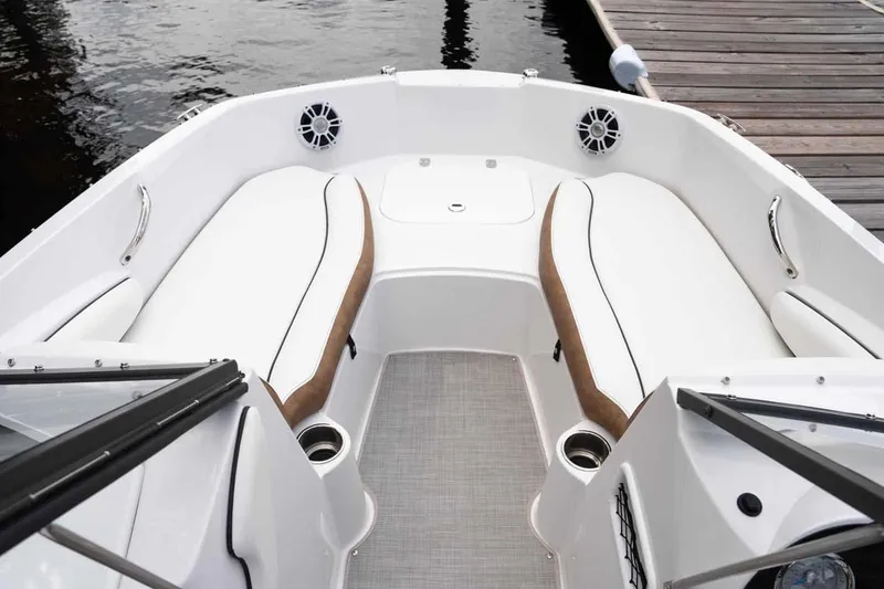Slide: The Image of Interior of 2026 Stingray 191 DC boat with sleek seating. - 9