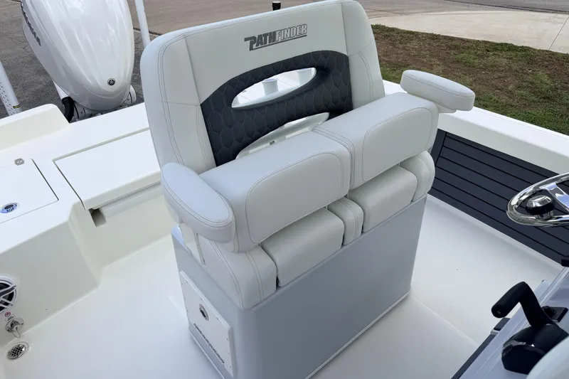Slide: The Image of 2026 Pathfinder 2400 TRS boat seat with sleek design and comfortable cushioning. - 41