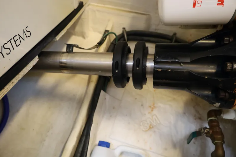 Slide: The Image of Engine compartment of a 2005 Tiara Yachts 4200 Open, showcasing mechanical components. - 35