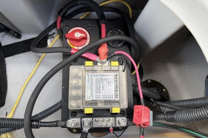 Slide: The Image of Electrical system components in a 2023 Bennington 22SSR boat. - 27