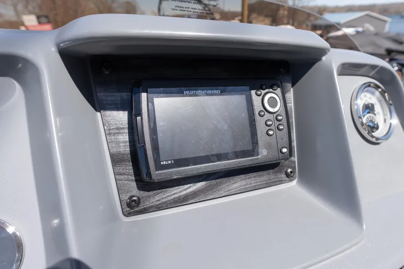 Slide: The Image of Dashboard of 2026 Starcraft GX 20 R DH with Humminbird Helix 5 display. - 12