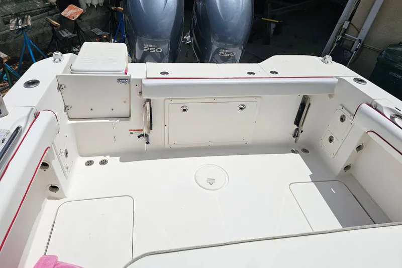 Slide: The Image of 2007 Wellcraft 30 Scarab Tournament boat interior detail with storage compartment. - 10
