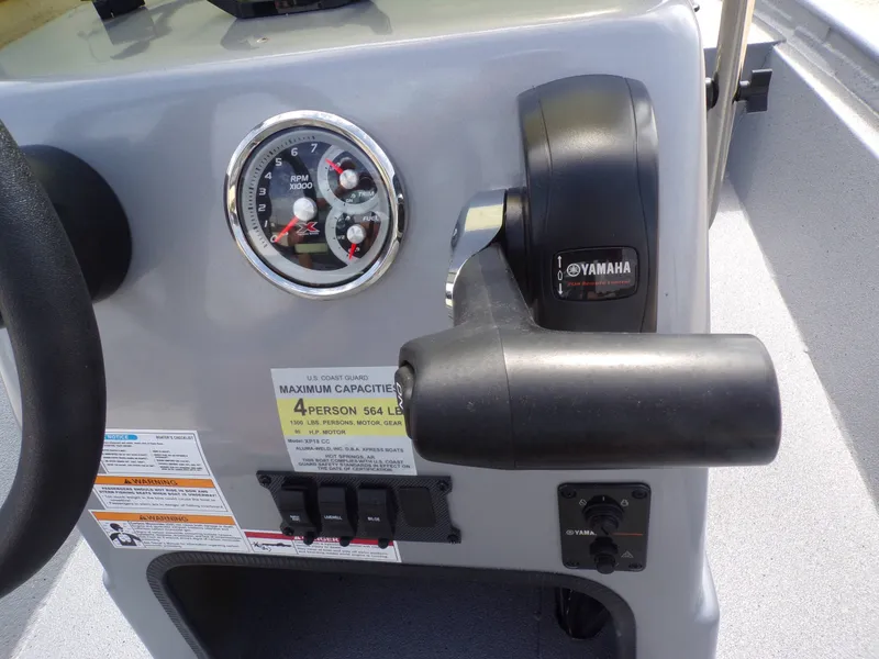 Slide: The Image of Dashboard of Xpress XP18CC boat, 2026 model, featuring Yamaha controls. - 23
