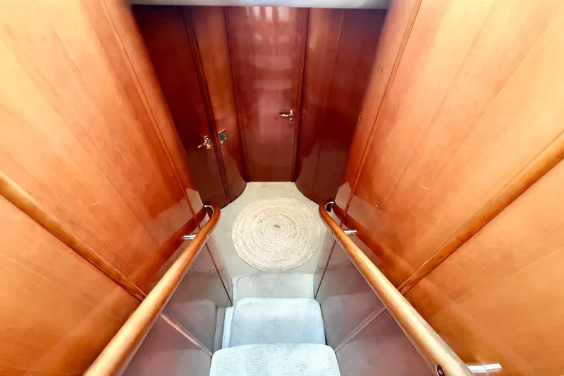 Slide: The Image of Wooden staircase in Fairline Squadron 55 yacht, year 2000. - 14