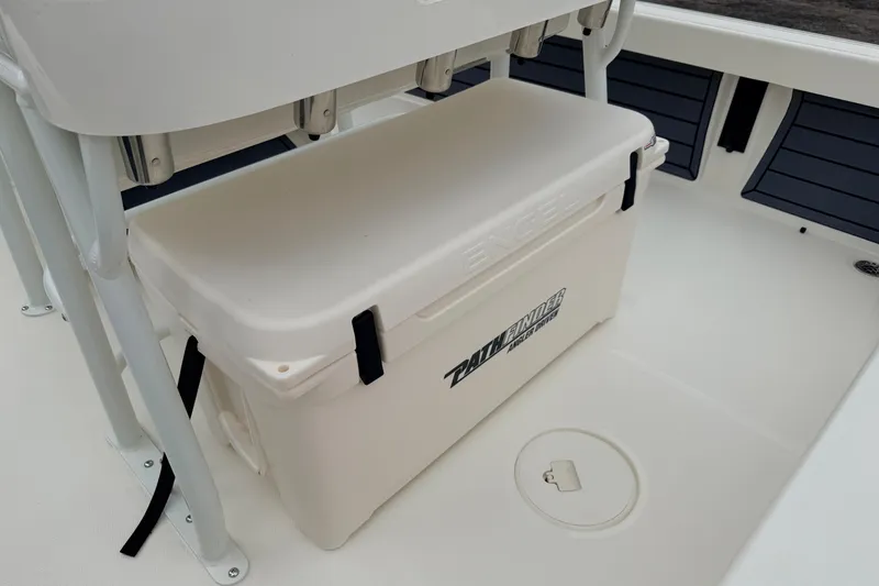 Slide: The Image of Pathfinder 2200 TRS 2026 boat with Engel cooler secured on deck. - 25