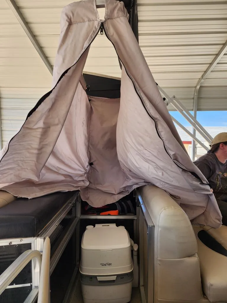 Slide: The Image of Lowe SS210 boat with portable toilet and tent cover, year 2015. - 12