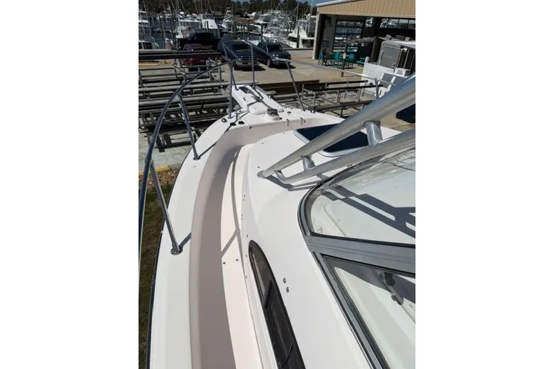 Slide: The Image of 2007 Grady-White Marlin 300 boat deck view at marina. - 39