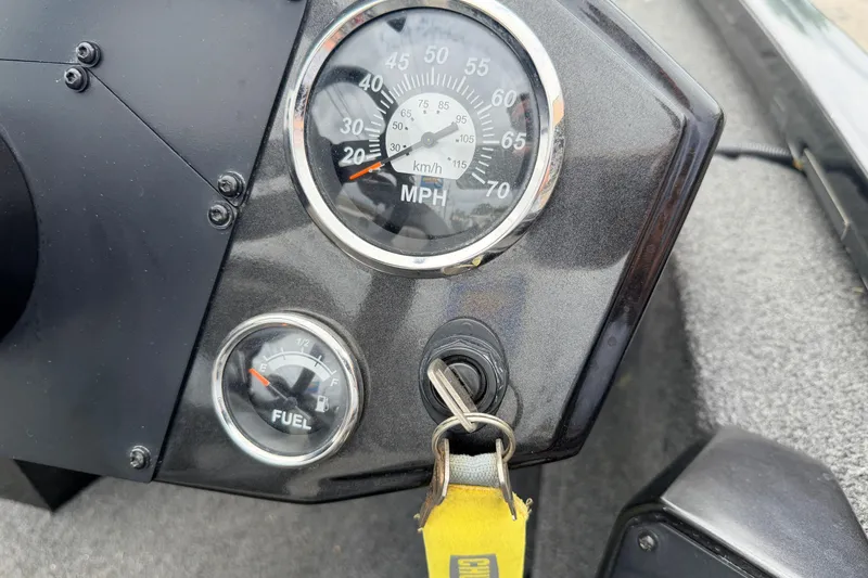 Slide: The Image of Dashboard of a 2020 Vexus AVX1880 boat showing speedometer and fuel gauge. - 15
