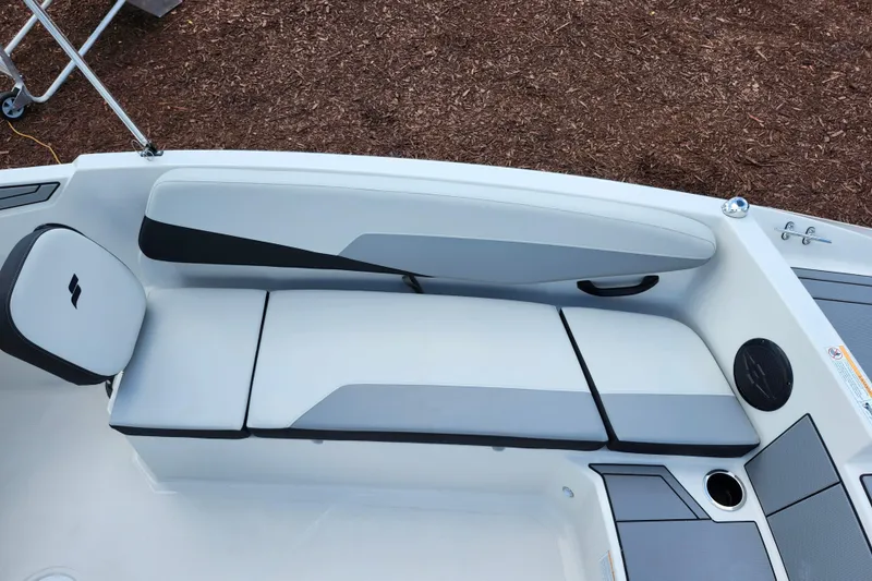 Slide: The Image of Interior seating of 2026 Starcraft SV 16 OB boat, featuring sleek, modern design. - 10
