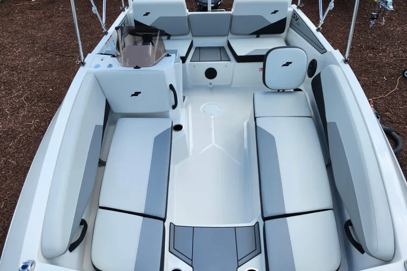 Slide: The Image of 2026 Starcraft SV 16 OB boat interior with spacious seating and modern design. - 11