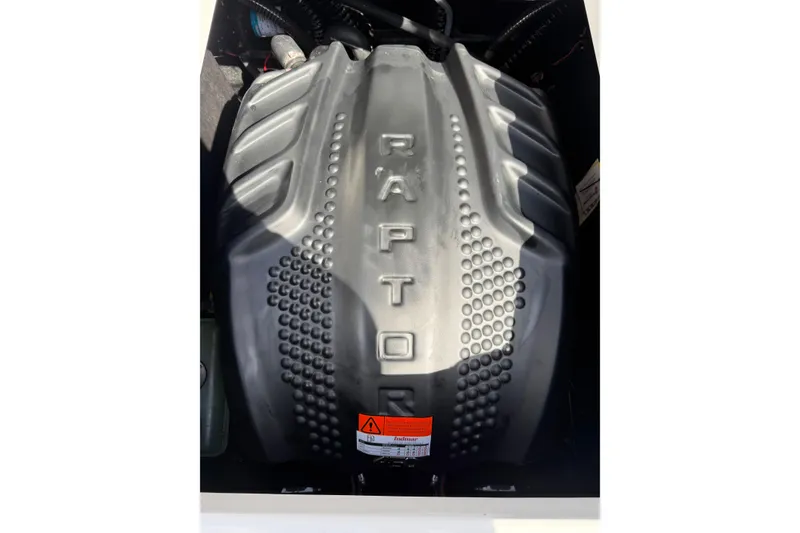 Slide: The Image of 2025 Moomba Makai engine with "Raptor" branding, showcasing powerful performance features. - 19