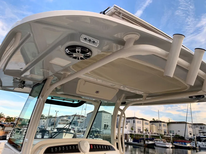 Slide: The Image of Grady-White Canyon 336 boat roof with rod holders, 2021 model. - 33