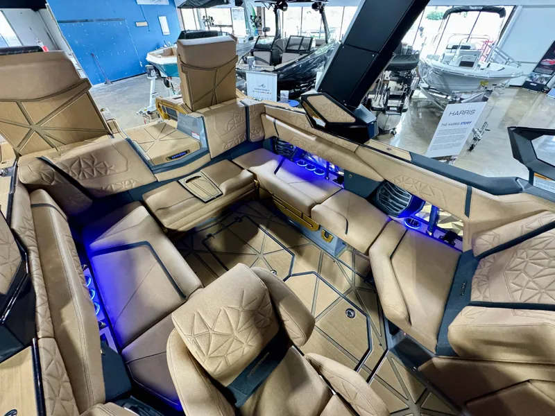 Slide: The Image of Luxurious interior of the 2026 Nautique Super Air Nautique G23 Paragon. - 9