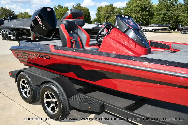 Slide: The Image of 2026 Nitro Z19 XL Pro boat in red on trailer. - 4
