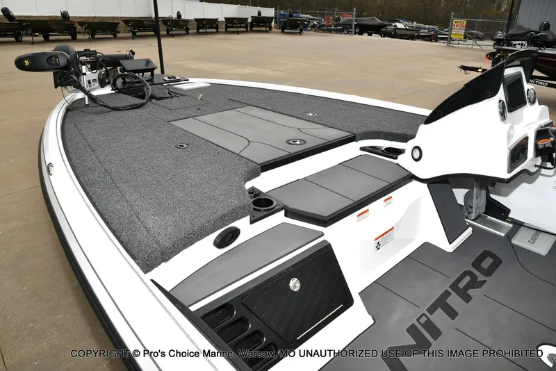 Slide: The Image of 2026 Nitro Z19 XL Pro boat with gray deck and control console. - 15