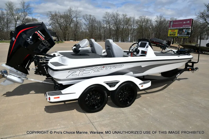 Slide: The Image of 2026 Nitro Z19 XL Pro boat on trailer outdoors. - 20