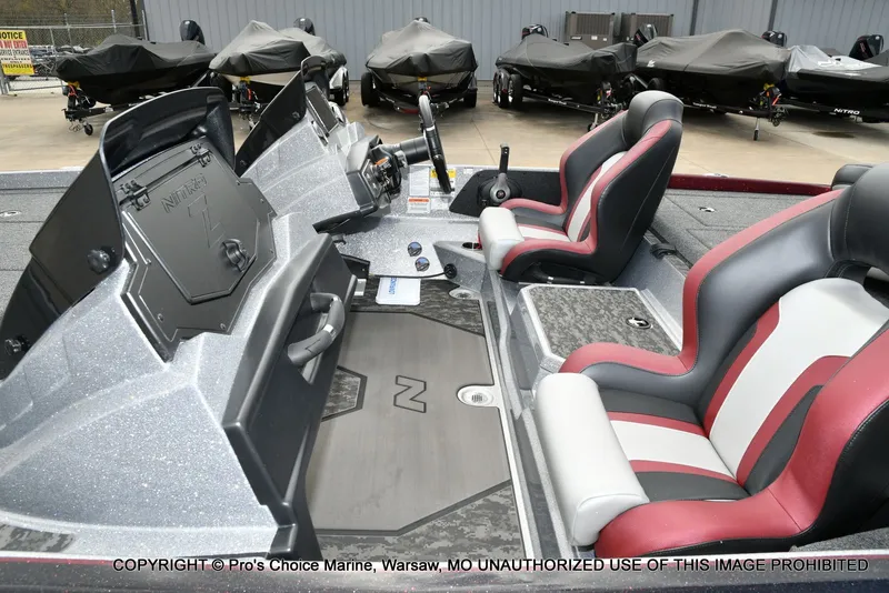Slide: The Image of Interior of 2026 Nitro Z21 XL boat with modern seating. - 38