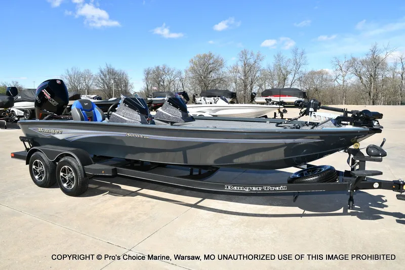 The Image of Ranger Alpha 208 Dual Console boat, 2025 model on trailer. - 1