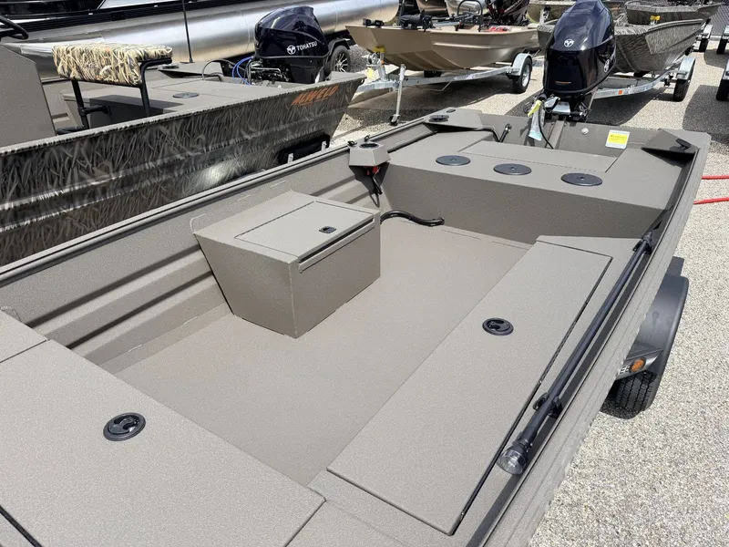 Slide: The Image of Alweld 1648 MARSH TILLER-40 boat, 2026 model, on a trailer. - 3