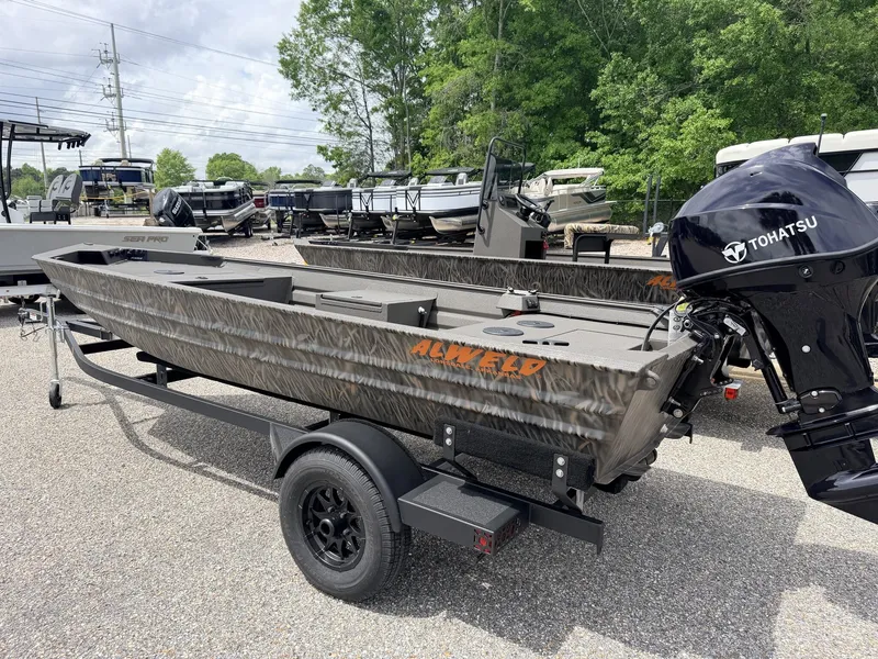 Slide: The Image of 2026 Alweld 1648 MARSH TILLER-40 boat with Tohatsu motor on trailer. - 5