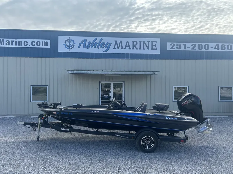 The Image of 2020 Triton 179 TrX boat in front of Ashley Marine building. - 1