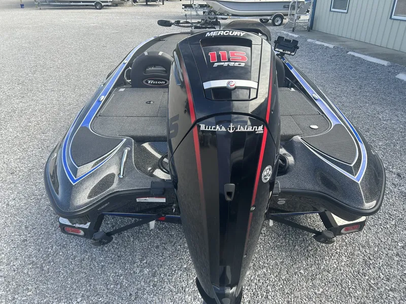 Slide: The Image of 2020 Triton 179 TrX boat with Mercury 115 Pro engine. - 2
