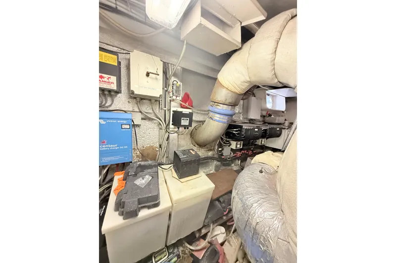 Slide: The Image of Engine room of 1988 Maiora Motor Yacht with equipment and wiring. - 30